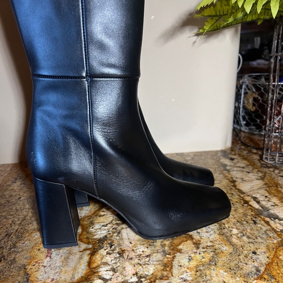 NWT Zara Tall Brown Leather Heeled Boots size 7.5 in Womens. - Picture 6 of 11